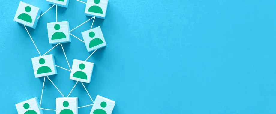 Red de personas con fondo azul