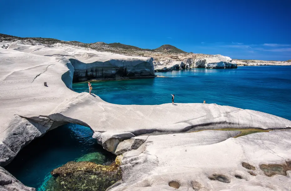 La famosa playa de Sarakiniko en Milos